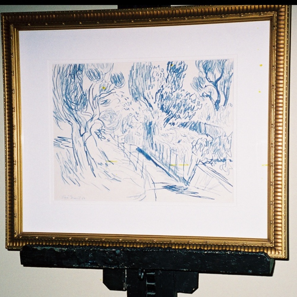 Rene Marcil original drawing framed wood abstract Vintage must sell moving